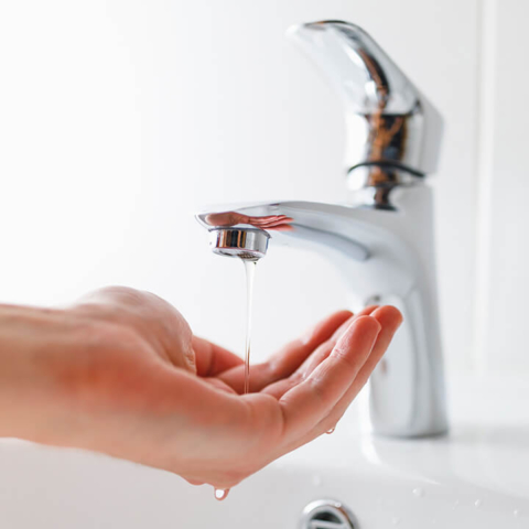 Sink faucet opened the whole way but only releasing a little bit of water