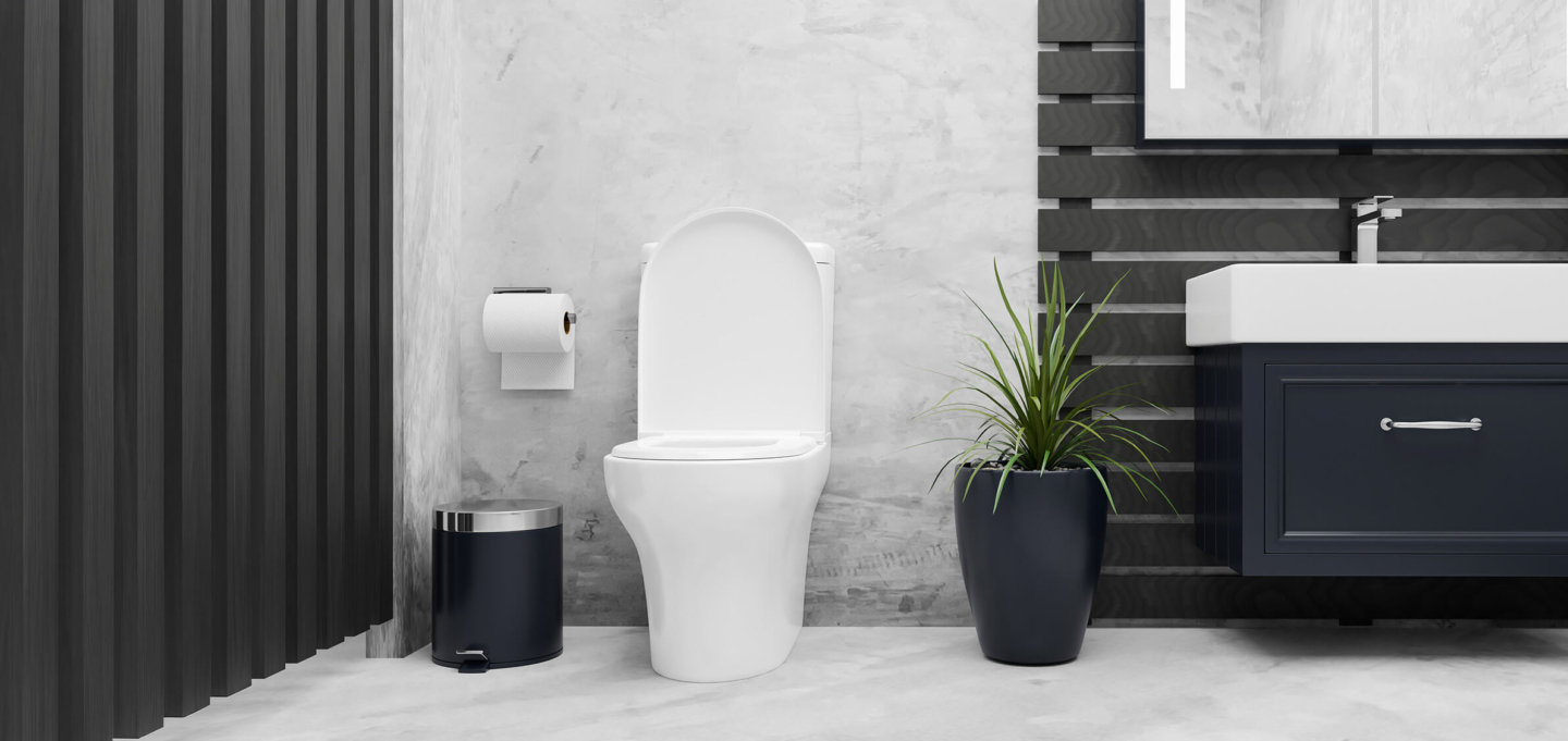 Clean modern toilet in a bright and modern bathroom